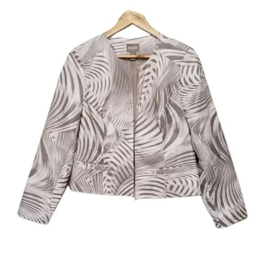 Chico's Swirl Open Front Jacket Polyurethane Coating Size Small